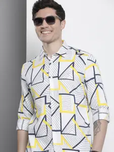 The Indian Garage Co Men Slim Fit Geometric Printed Party Shirt