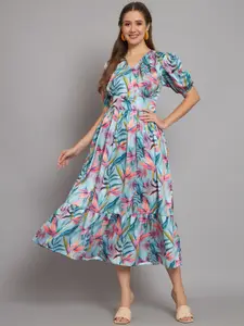 The Dry State Tropical Printed V-Neck Wrap Dress