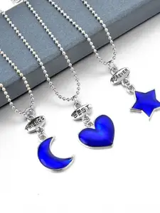 EL REGALO Set Of 3 Heart Moon & Star Shape Chains With Pendant