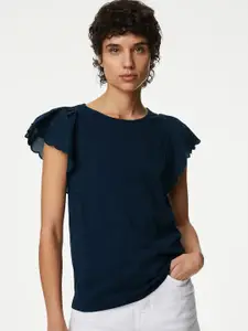 Marks & Spencer Flutter Sleeve Pure Cotton Top