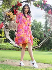 Sera Floral Printed Tiered Fit & Flare Dress