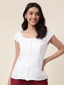 Fabindia Floral Embroidered Cotton Top