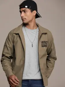 WROGN Brand Logo Printed Biker Jacket