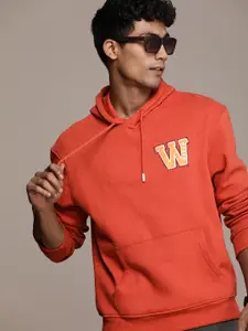 WROGN Solid Hooded Sweatshirt With Patchwork Detail