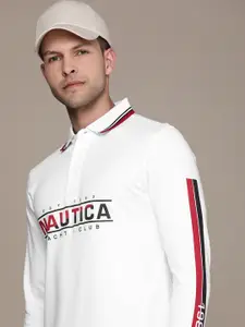 Nautica Brand Logo Printed Polo Collar Pure Cotton T-shirt