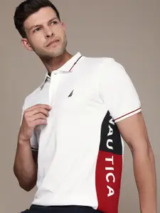 Nautica Colourblocked Polo Collar Pure Cotton T-shirt