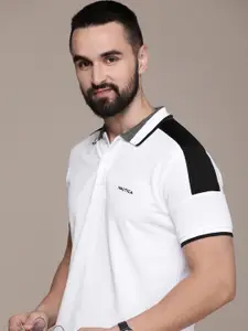 Nautica Brand Logo Polo Collar Pure Cotton Applique T-shirt