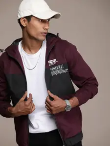 WROGN Colourblocked Hooded Pure Cotton Tailored Jacket