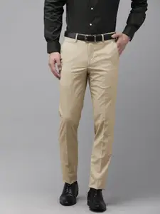 Van Heusen Men Mid-Rise Textured Slim Fit Trousers
