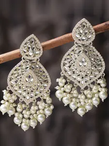 OOMPH Kundan Studded Floral Chandbalis Earrings