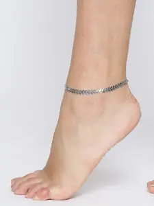 OOMPH Silver-Plated Leaf Anklet