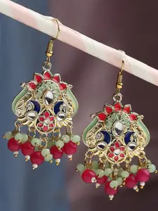 OOMPH Peacock Shaped Meenakari Drop Earrings