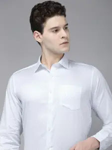 Van Heusen Pure Cotton Geometric Printed Custom Fit Formal Shirt