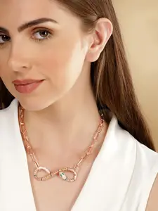 Rubans Brass Rose Gold-Plated Necklace
