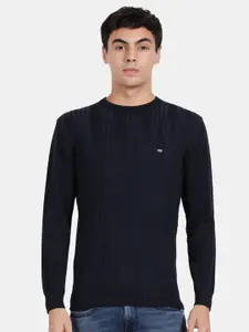 t-base Striped Ribbed Cotton Pullover