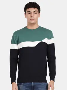 t-base Colourblocked Round Neck Cotton Pullover Sweatshirt