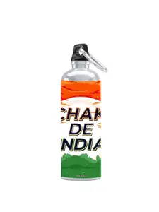 macmerise Metallic -Toned & White Chak De India Printed Sipper Water Bottle 750 Ml