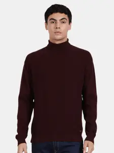 t-base Men Self Design Turtle Neck Pullover Cotton Sweatshirt