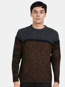 t-base Men Self Design Woollen Pullover Sweatshirt