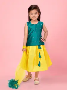 Aarika Girls Woven Design Ready to Wear Silk Lehenga & Blouse With Dupatta