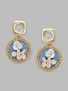 Globus Blue Gold-Plated Circular Drop Earrings