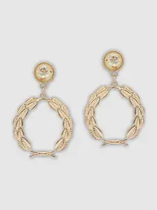 Globus Gold-Toned Gold-Plated Leaf Shaped Drop Earrings