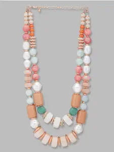 Globus Rose Gold & White Rose Gold-Plated Layered Necklace