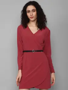 Allen Solly Woman V-Neck Long Sleeves Warp Dress