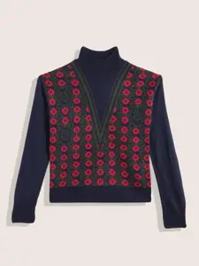 Sangria Teen Girls Floral Design Pullover