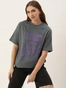 Kook N Keech Printed Drop-Shoulder Sleeves Pure Cotton Oversized T-shirt