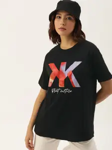 Kook N Keech Brand Logo Printed Drop-Shoulder Pure Cotton Oversized T-shirt