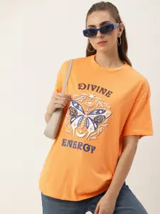 Kook N Keech Graphic Printed Drop-Shoulder Sleeves Pure Cotton Oversized T-shirt