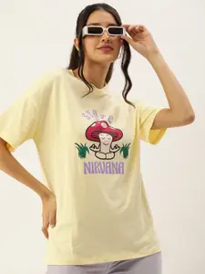 Kook N Keech Printed Drop-Shoulder Sleeves Oversized Pure Cotton T-shirt