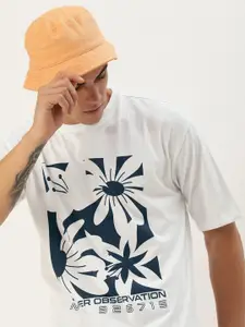 Kook N Keech Floral Printed Drop-Shoulder Sleeves Pure Cotton Oversize T-shirt