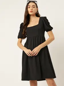 DressBerry Puff Sleeve A-Line Midi Dress