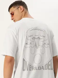 Kook N Keech Pure Cotton Typography Printed Drop-Shoulder Sleeves Oversized T-shirt