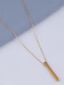 Silver Shine Cuboid Stick Pendant With Minimal Chain