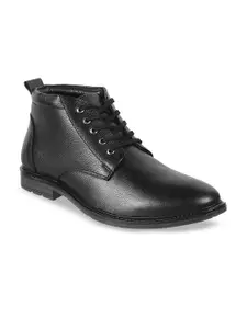 Metro Men Textured Leather Mid-Top Formal Derbys