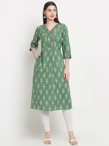 KALINI Ethnic Motifs Printed Shirt Collar Pure Cotton Regular Kurta