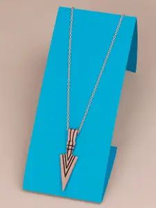 Silver Shine Rose Gold-Plated Arrow-Charm Pendant & Chain