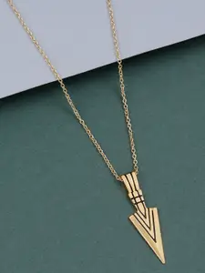 Silver Shine Gold-Plated Arrow Shape Pendant With Chain