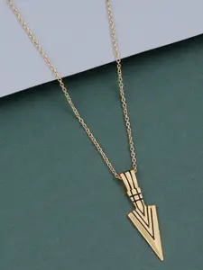 Silver Shine Gold-Plated Arrow Shape Pendant With Chain
