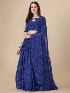Vaidehi Fashion Bandhani Printed Ready to Wear Lehenga & Unstitched Blouse With Dupatta