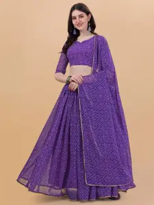 Vaidehi Fashion Bandhani Printed Ready to Wear Lehenga & Unstitched Blouse With Dupatta
