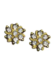 Comet Busters Gold-Plated Stone Studded Floral Studs Earrings