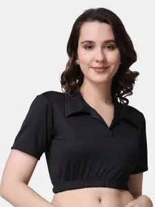 Popwings Shirt Collar Crop Top