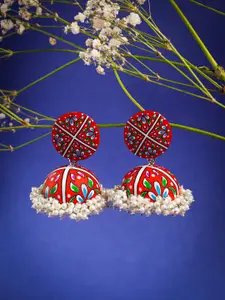 PANASH Silver-Plated Pearls Dome Shaped Jhumkas Earrings