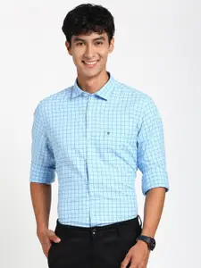 Turtle Relaxed Slim Fit Grid Tattersall Checks Opaque Checked Cotton Casual Shirt