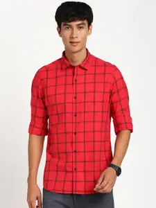 Turtle Relaxed Slim Fit Windowpane Checks Opaque Checked Cotton Casual Shirt