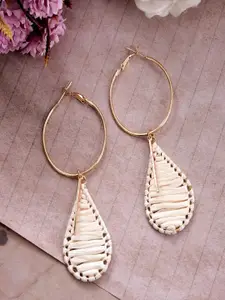 UNIVERSITY TRENDZ Gold-Plated Leaf Shaped Hoop Earrings